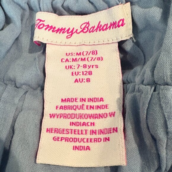 Tommy Bahama Dress Top Blue Trapeze Swing Eyelet Trim Tiered Sz 7-8 (SKU: 161G) - Picture 4 of 4